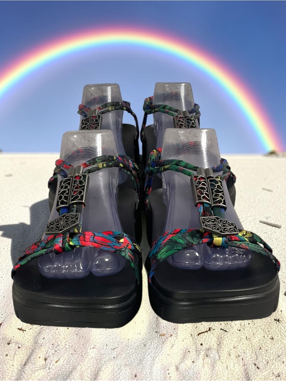 Alegria Roz Strappy Multicolor Braided Strap Platform Sandals Women's Size 11.5